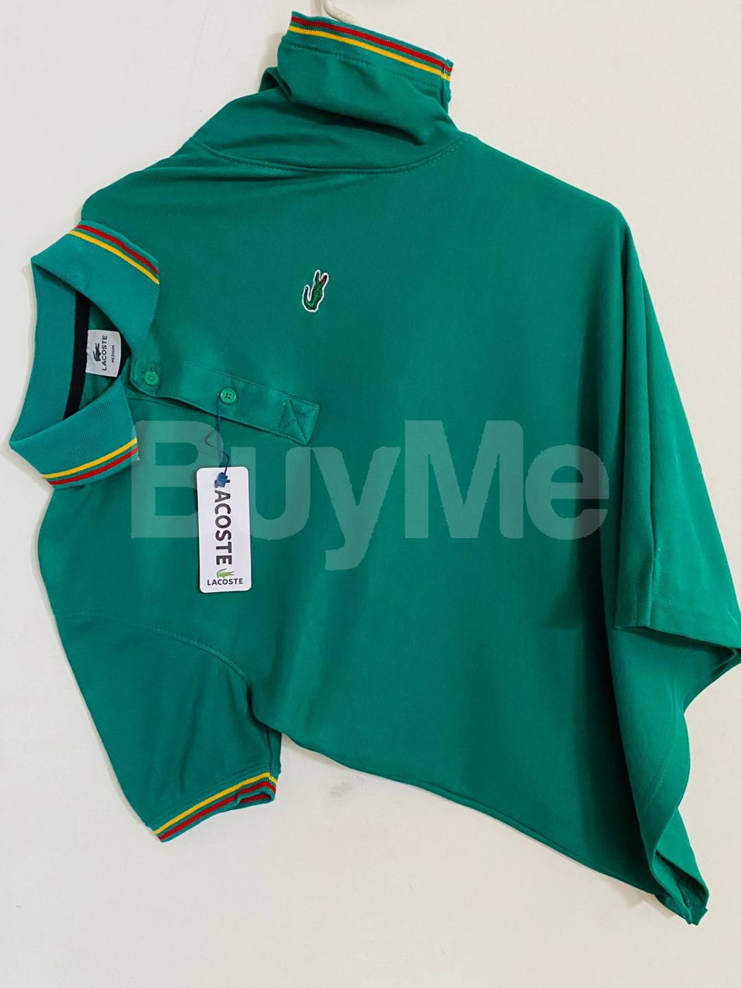PREMIUM QUALITY. LACOSTE BRAND COLLAR T-SHIRTS - GREEN