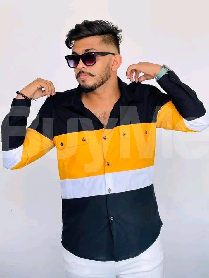 FABRIC : LINEN T SHIRT -YELLOW AND BLACK