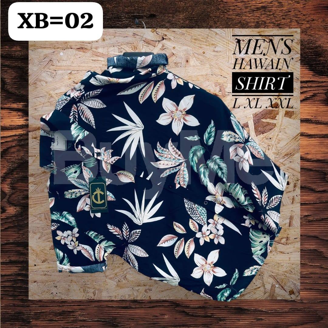 HAWAIN SHIRT - DARK BLUE AND WHITE