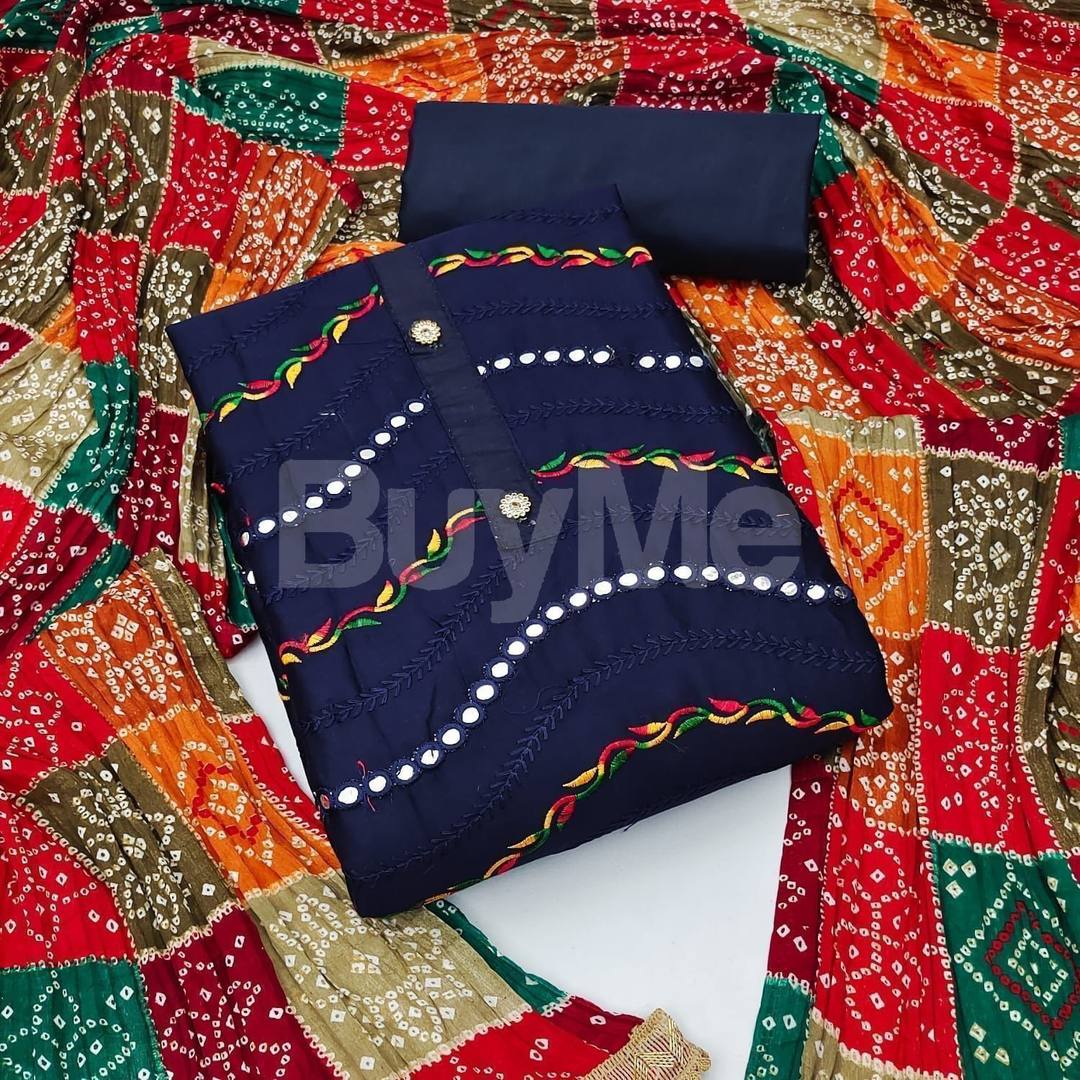 DRESS MATERIAL SUIT FOR WOMEN - DARK BLUE