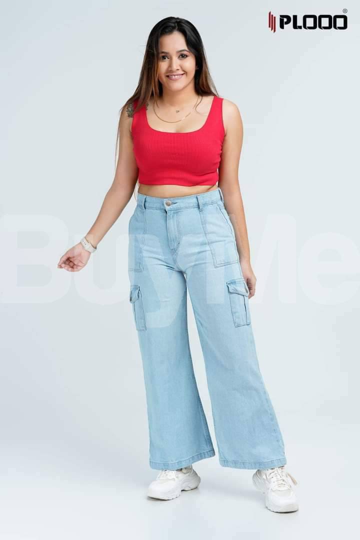 ICE BLUE LADIES CARGO DENIM PANT