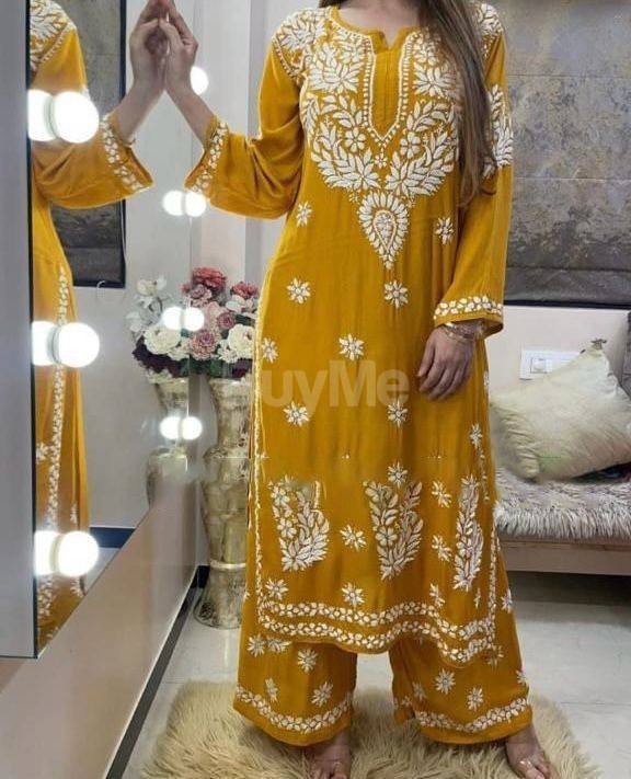 RAYON PRINTED SET - YELLOW COLOR