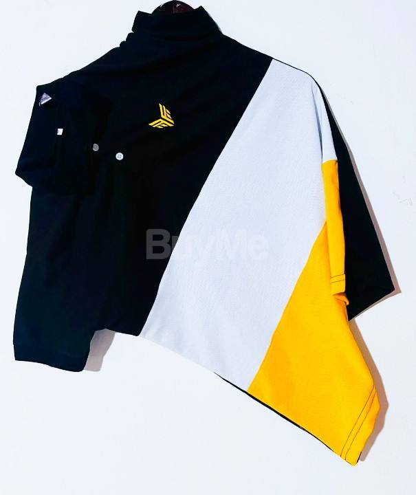 COLLOR T SHIRT - BLACK WHITE AND YELLOW