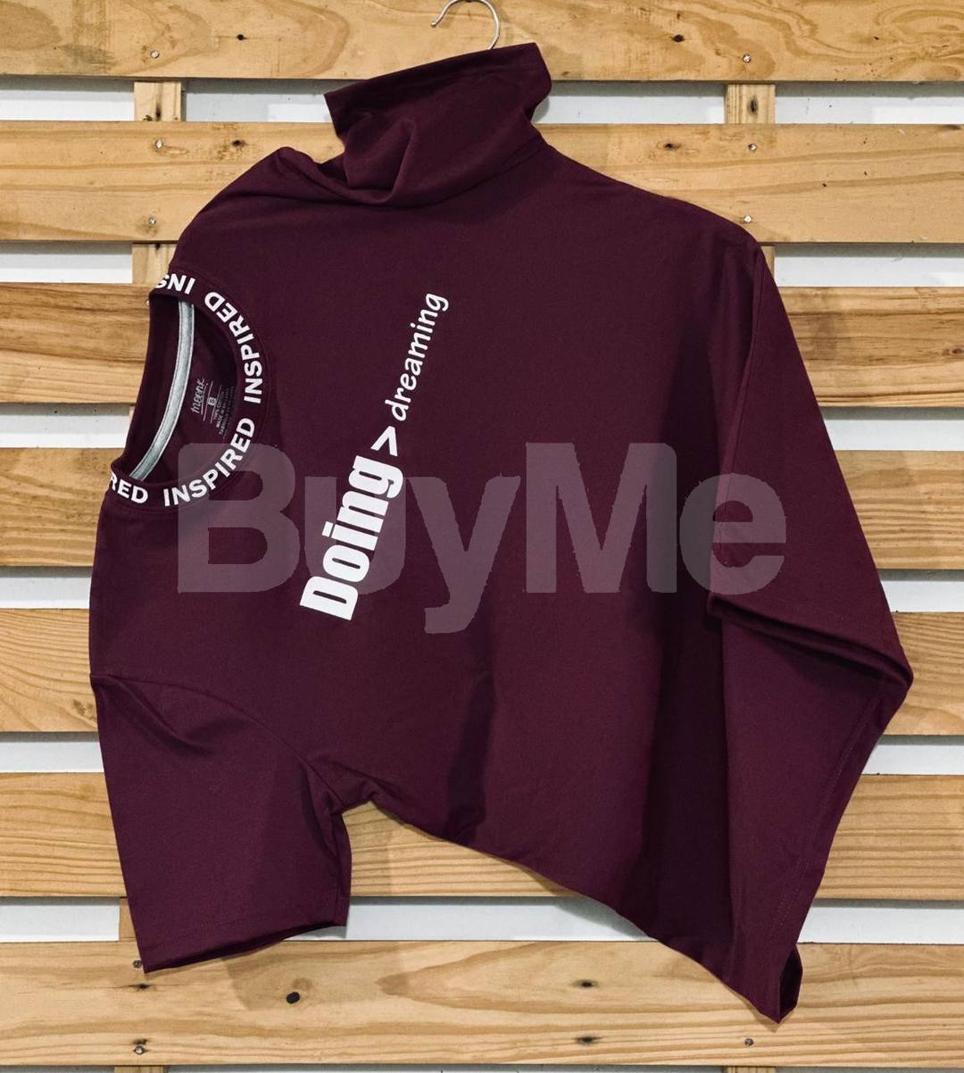 RIB PRINT T SHIRT - MAROON