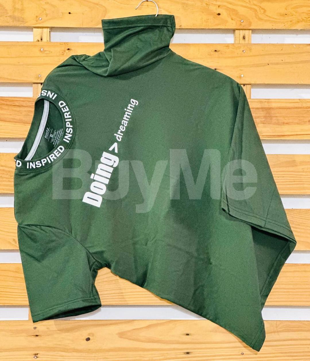 RIB PRINT T SHIRT - GREEN COLOUR