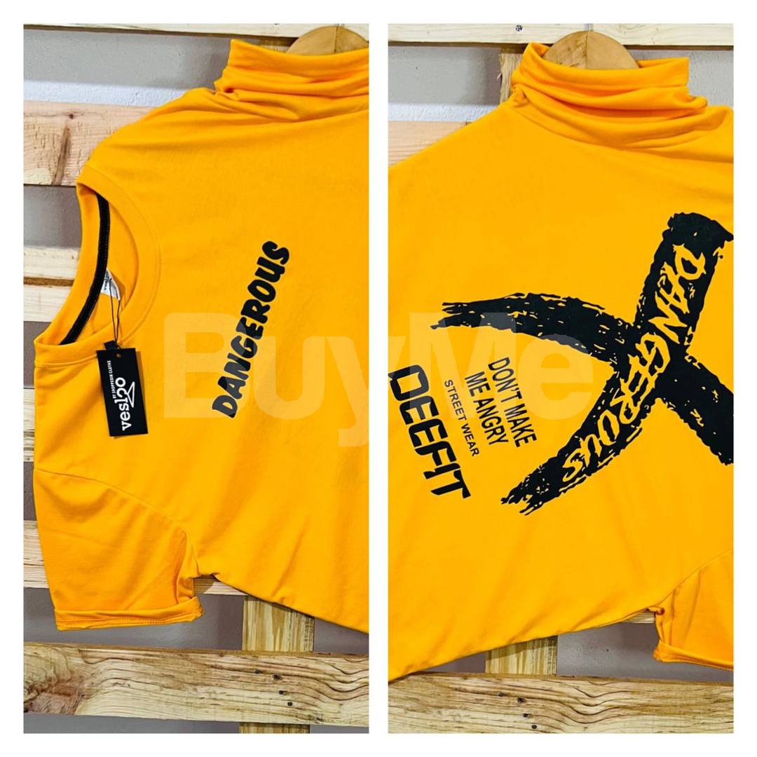 DOUBLE SIDE PRINT CREW NECK T-SHIRTS - YELLOW