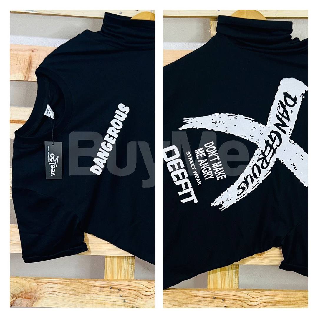 DOUBLE SIDE PRINT CREW NECK T-SHIRTS - BLACK