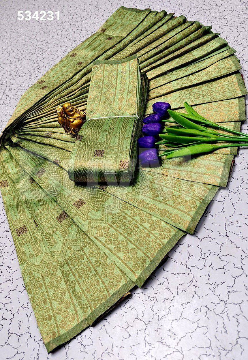 LIGHT WEIGHT SILK TYPE SAREES - GREEN