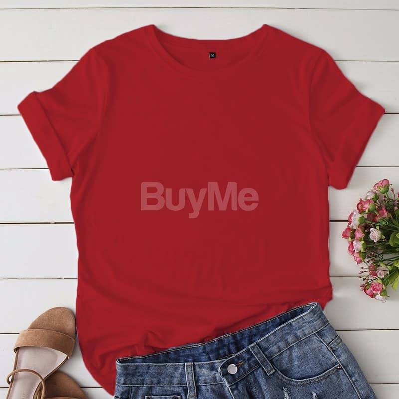 WOMEN'S PLAIN COLOUR T-SHIRT - RED