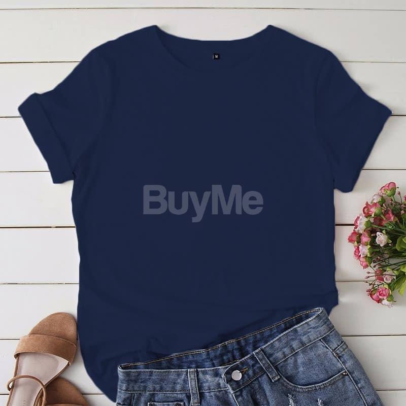 WOMEN'S PLAIN COLOUR T-SHIRT - DARKBLUE