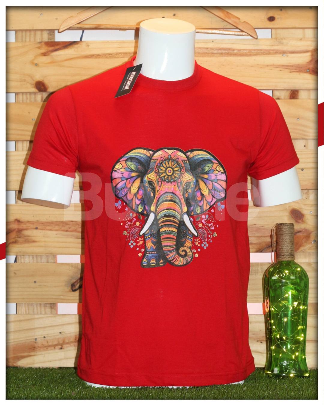 MENS T SHIRTS - ELEPHANT PRINT RED