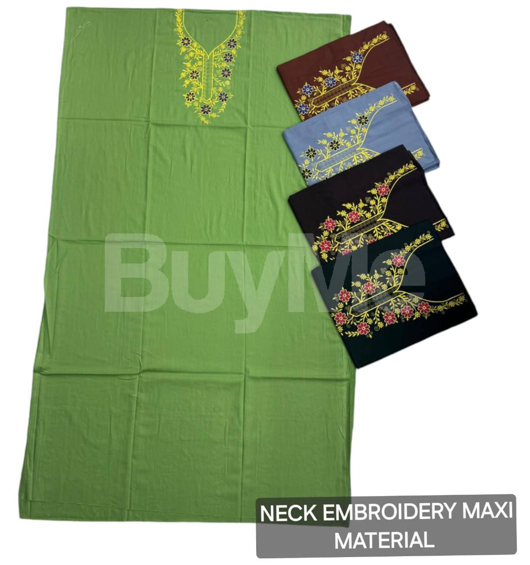 NECK EMBROIDERY MAXI MATERIAL - GREEN