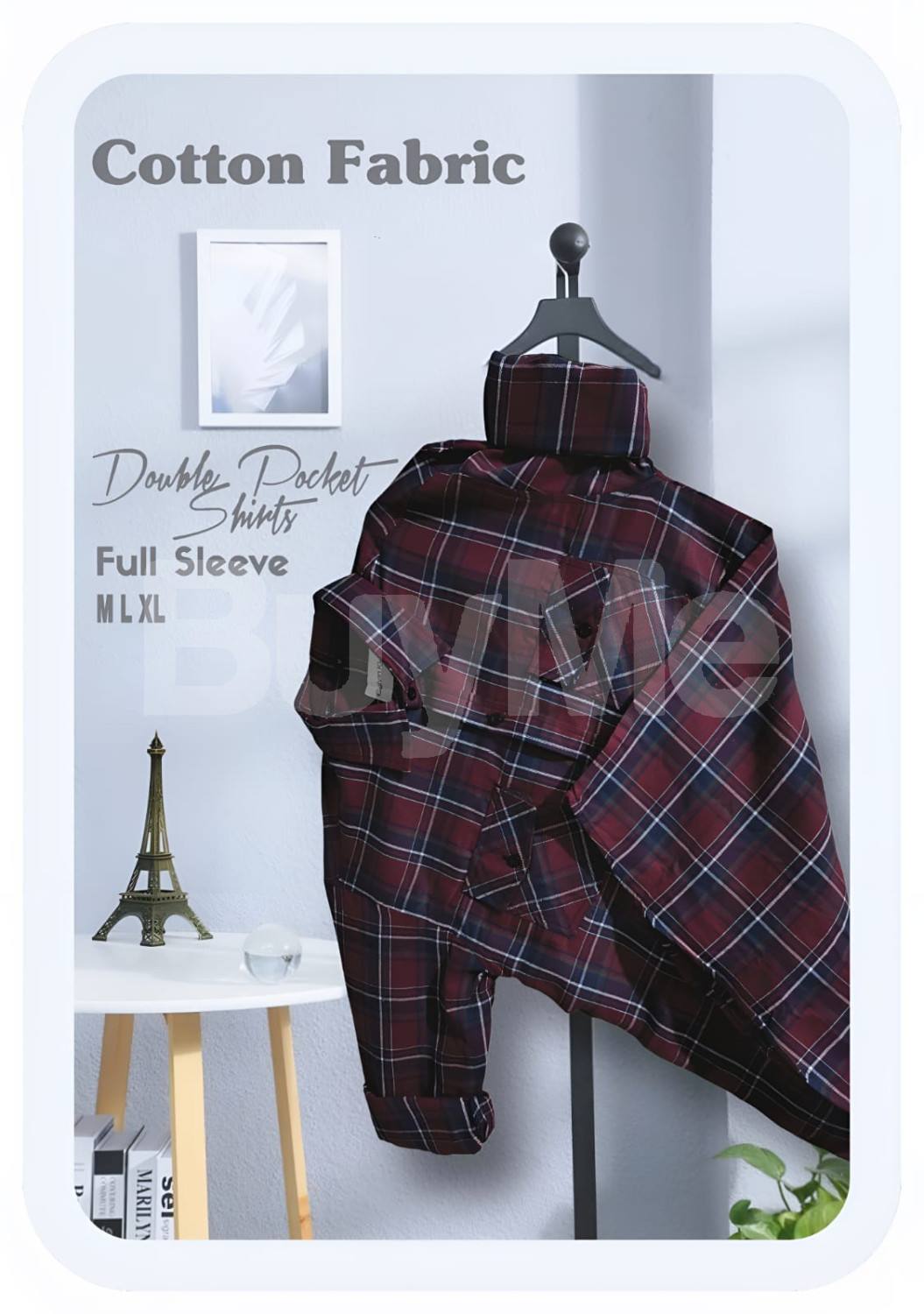 COTTON FABRIC SHIRT - BLUE AND MAROON