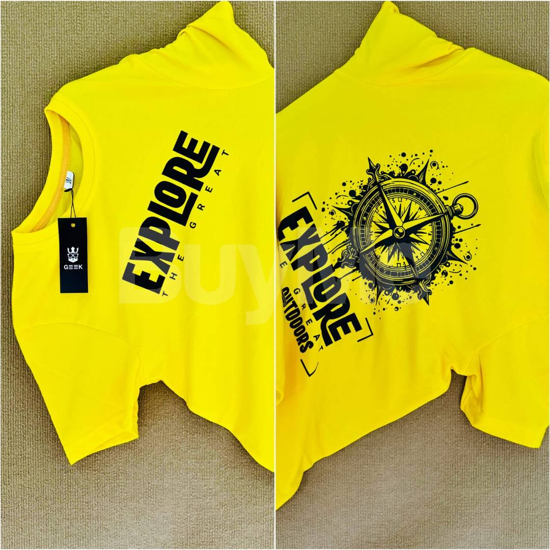 BACK SIDE PRINT NECK T SHIRT - YELLOW