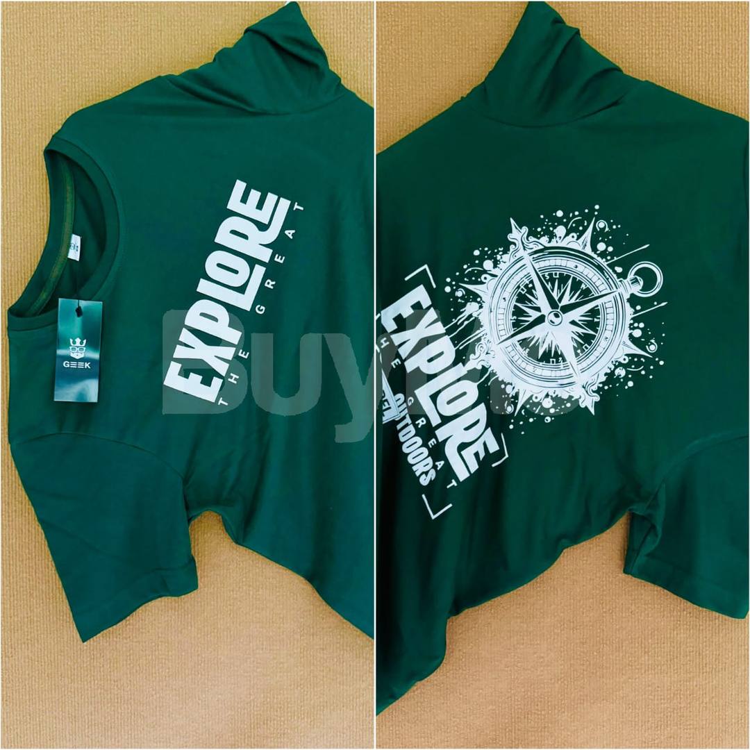 BACK SIDE PRINT NECK T SHIRT - DARK GREEN