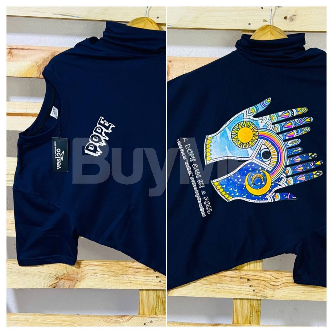 PREMIUM QUALITY CREW NECK PRINTED TSHIRT - DARK BLUE