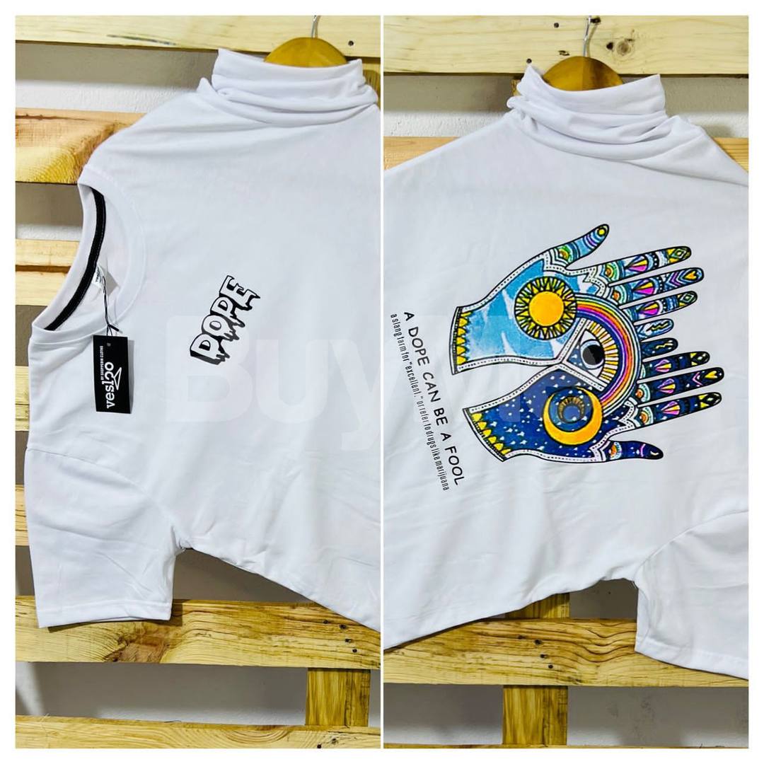 PREMIUM QUALITY CREW NECK PRINTED TSHIRT - WHITE