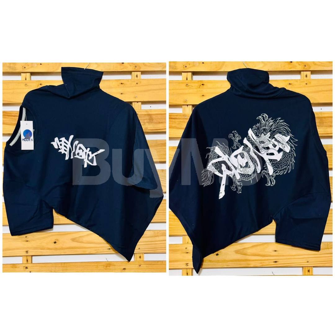 DOUBLE SIDE PRINT CREW NECK TSHIRT - DARK BLUE
