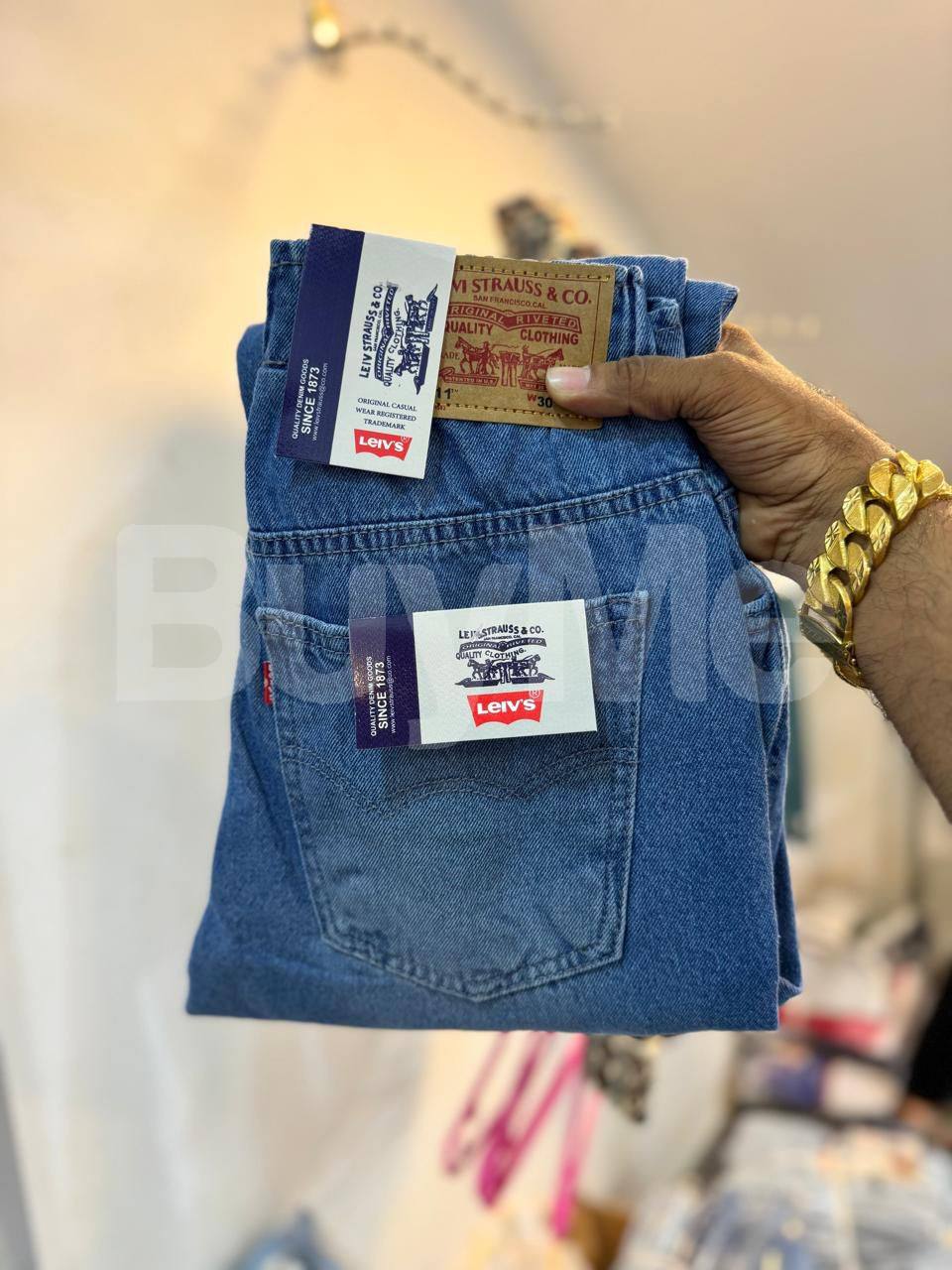 MEN LEVIS BIG FOLD ELASTIC PATCH RIPPED DENIM - DARK BLUE