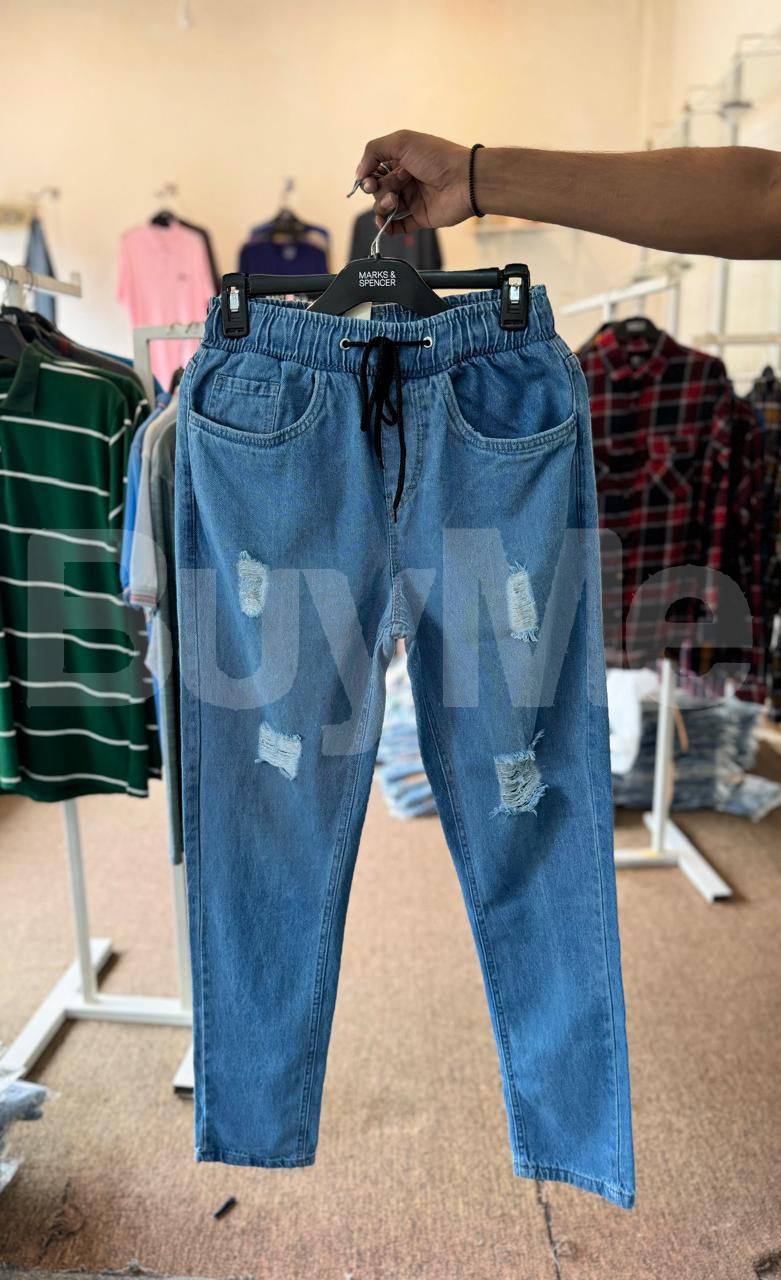 LADIES LEVIS BIG FOLD ELASTIC PATCH RIPPED DENIM - MILD BLUE