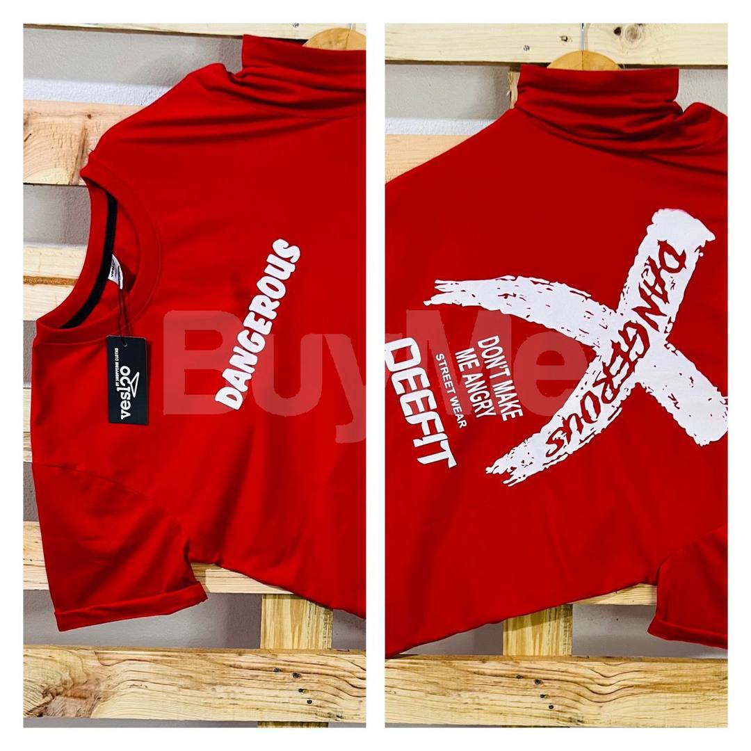 DOUBLE SIDE PRINT CREW NECK T SHIRT - RED