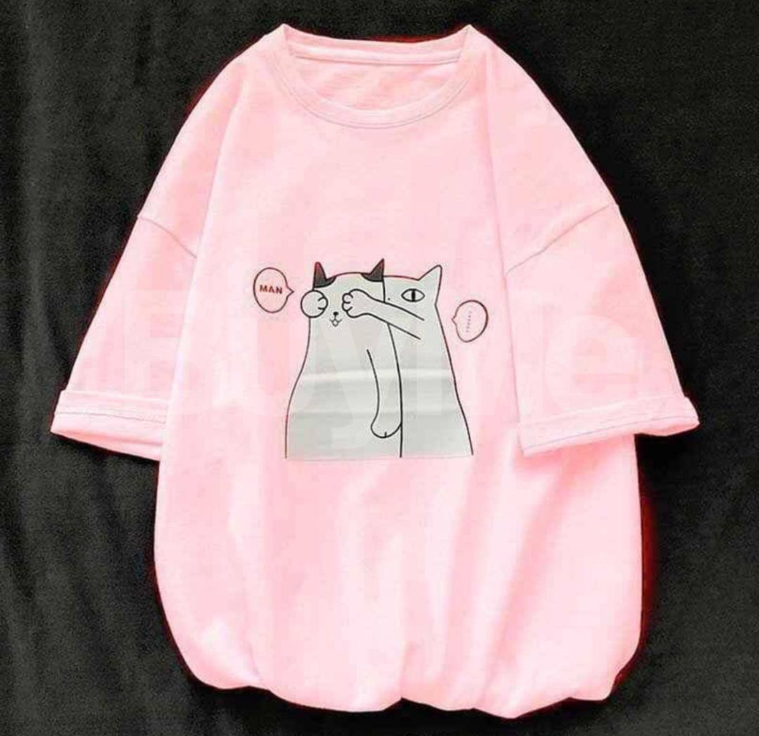 CUTE LIGHT PINK BAGGY T-SHIRT