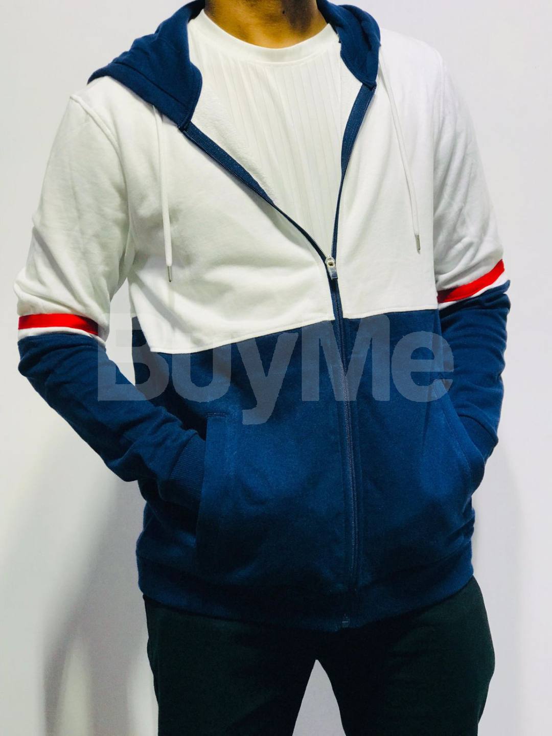 UNISEX HOODI - WHITE & BLUE
