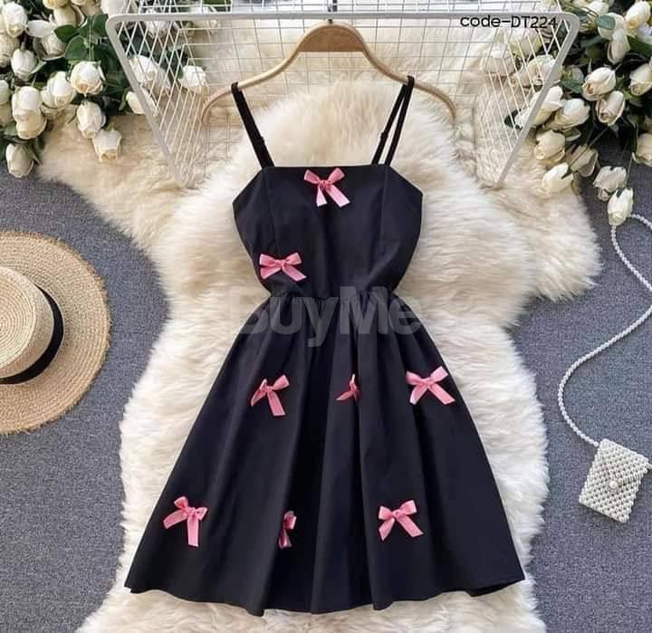 SHORT FROCK - MASHA MATERIAL (BLACK AND PINK)