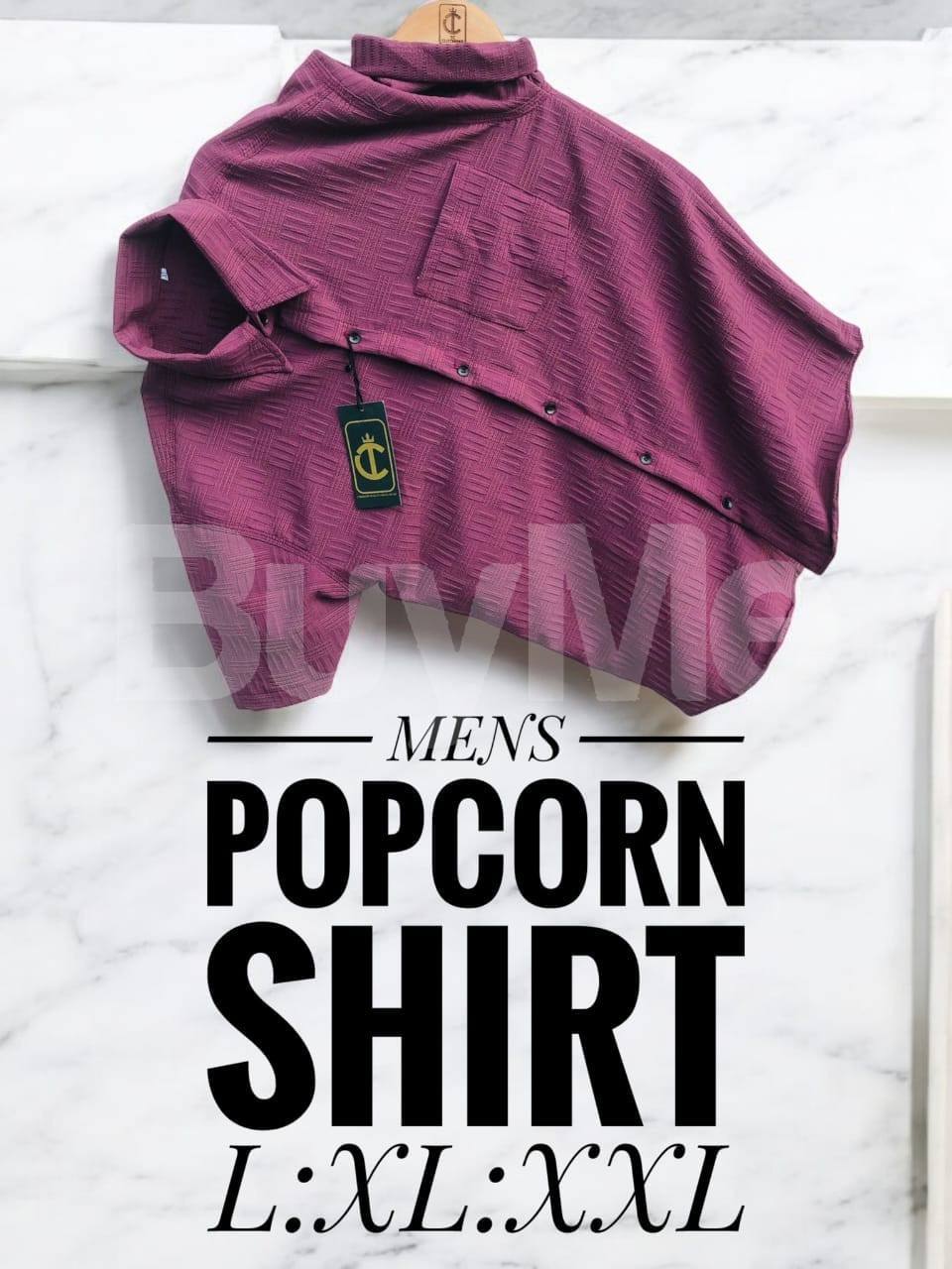 MENS HALF SLEEVE POPCORN SHIRT - MAGENTA