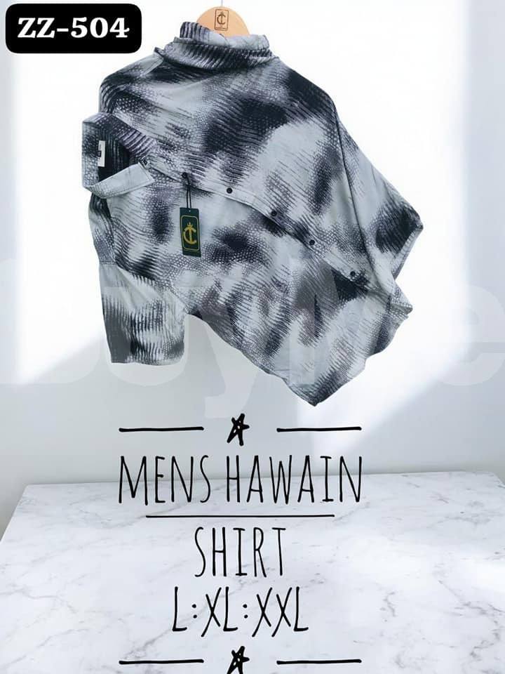HAWAIN SHIRT - WHITE AND DARK BLUE