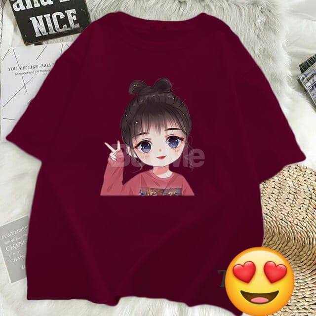 CUTE LITTLE GIRL BAGGY TSHIRT - MAROON