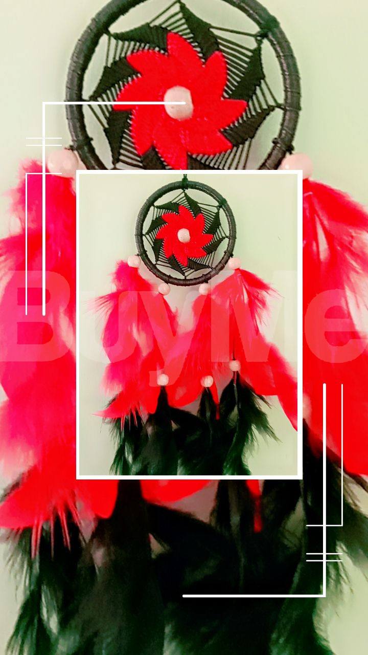 DREAM CATCHER - RED AND DARK GREEN NEW DESIGN