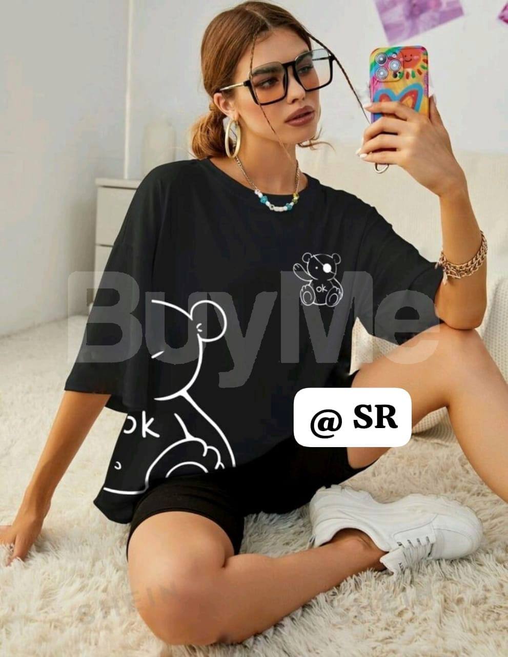 BEAR BAGGY BLACK TSHIRT