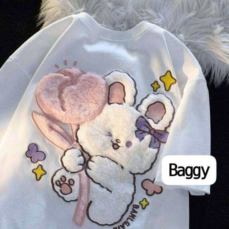 TRENDY BAGGY TSHIRT - WHITE