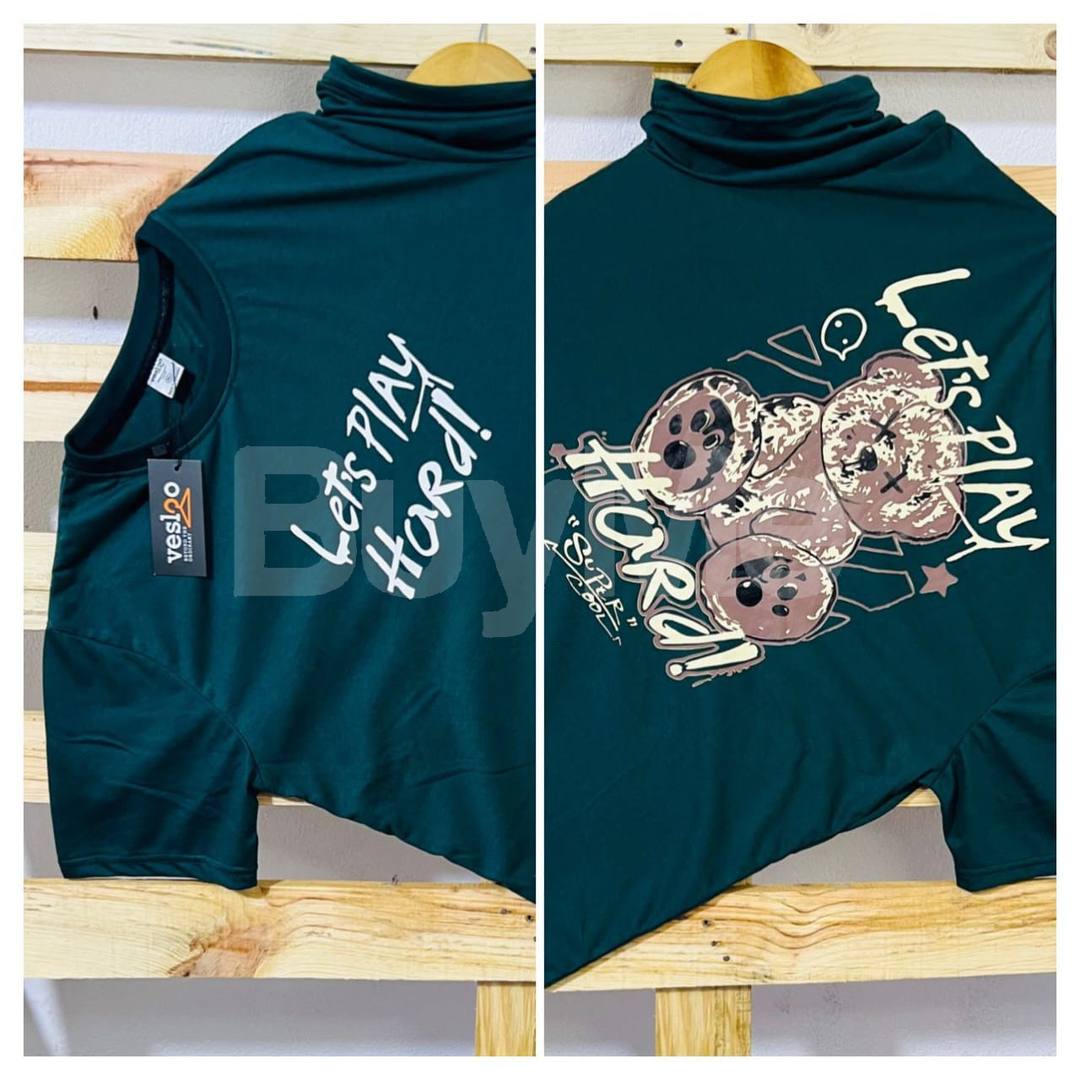 DOUBLE SIDE PRINT CREW NECK TSHIRT - DARK GREEN