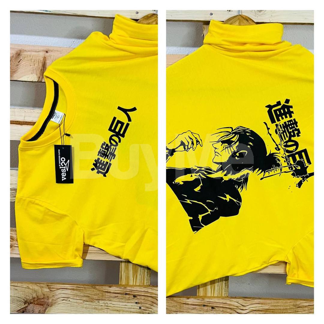 DOUBLE SIDE PRINT CREW NECK TSHIRT - YELLOW