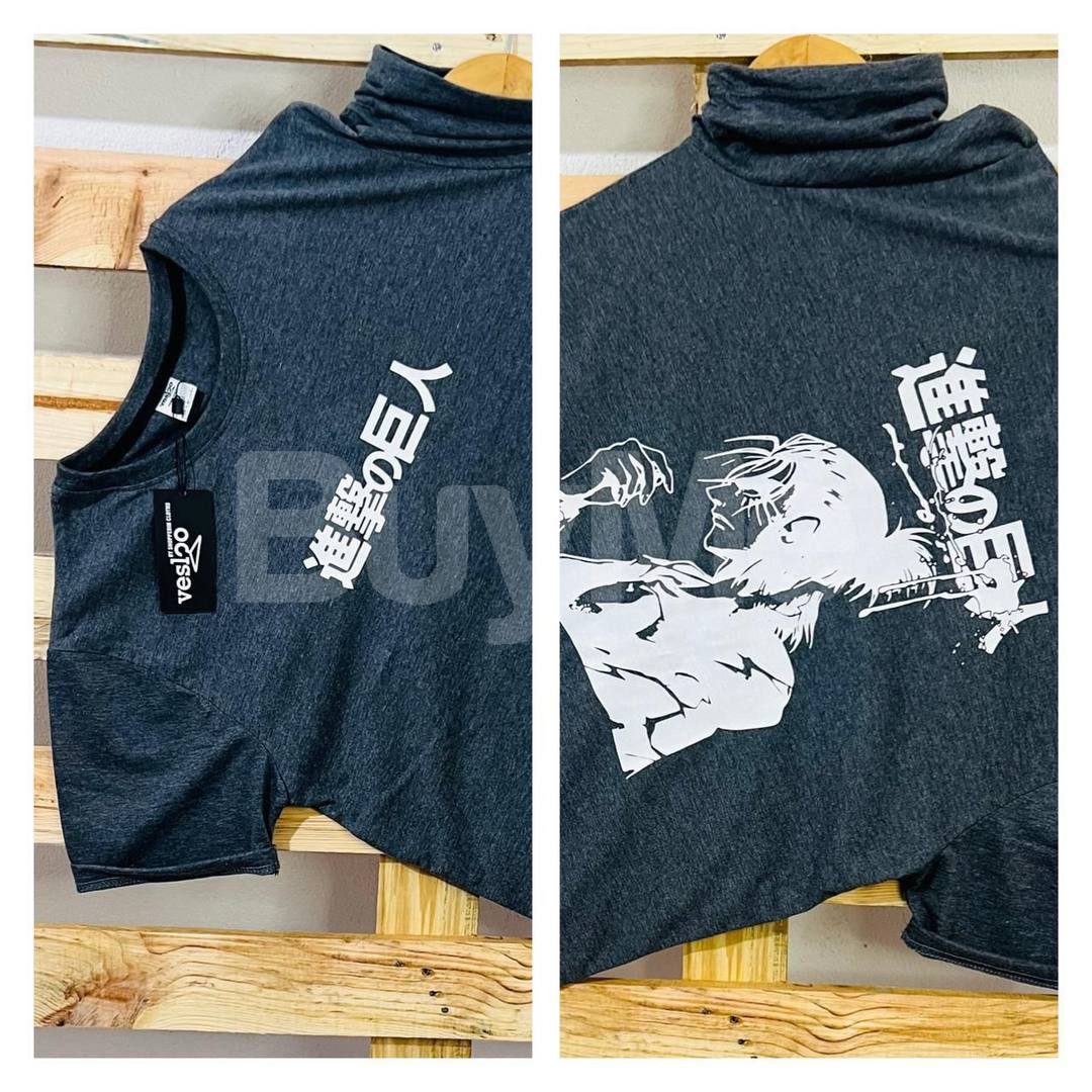 DOUBLE SIDE PRINT CREW NECK TSHIRT - GREY
