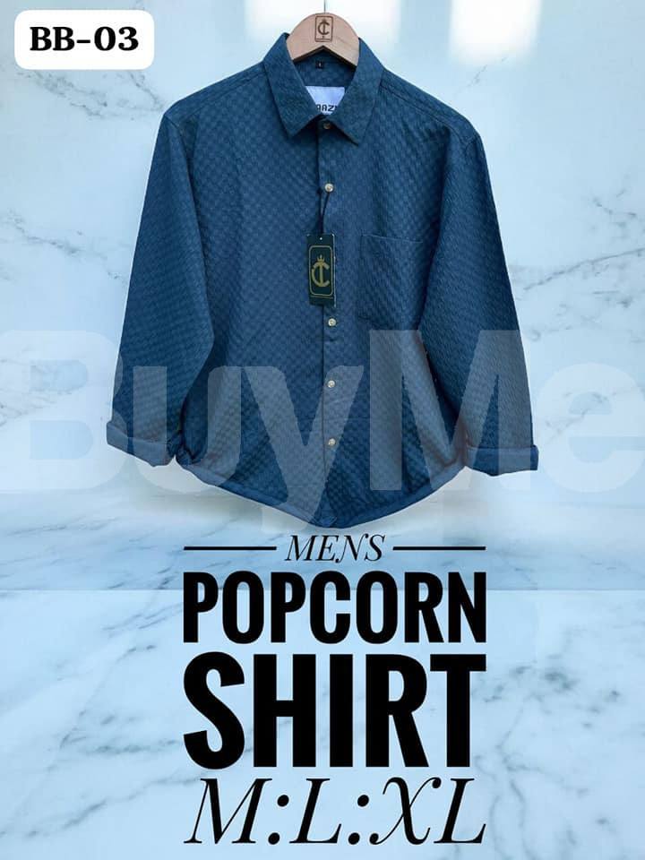MENS LONG SLEVE POPCORN SHIRT - DARK BLUE
