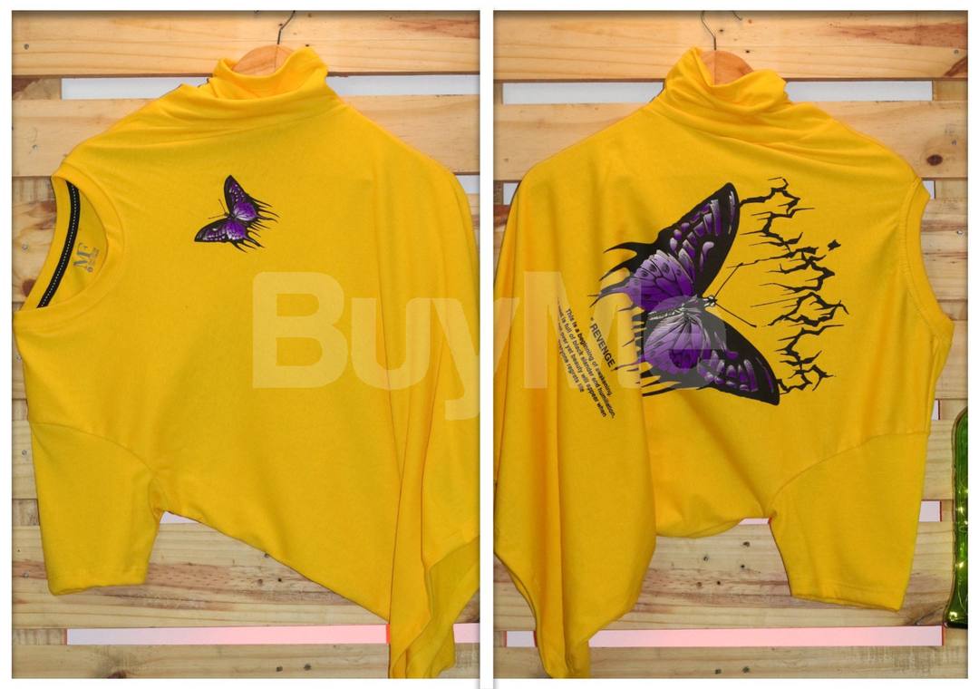 BUTTERFLY PRINTED T SHIRT - YELLOW