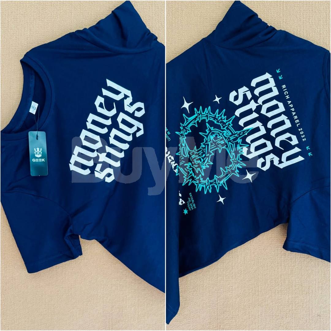 DOUBLE SIDE PRINT CREW NECK T SHIRT - BLUE