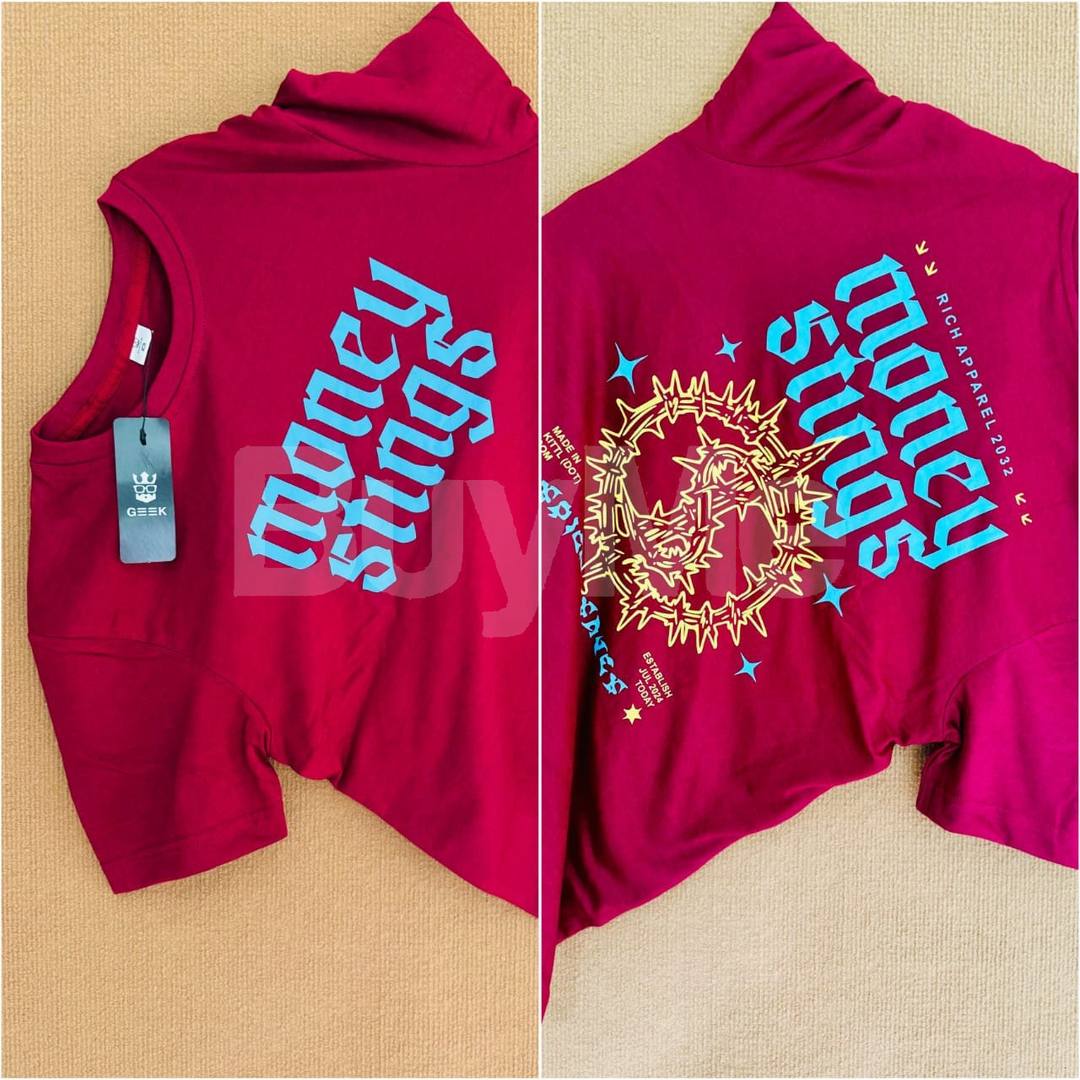 DOUBLE SIDE PRINT CREW NECK T SHIRT - MAGENTA
