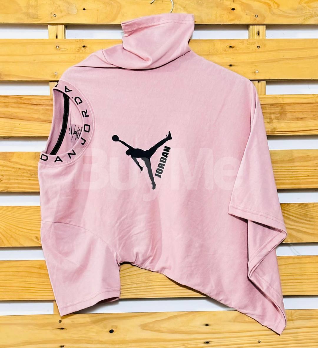 RIB PRINT CREW NECK T SHIRT - PINK (JORDAN)