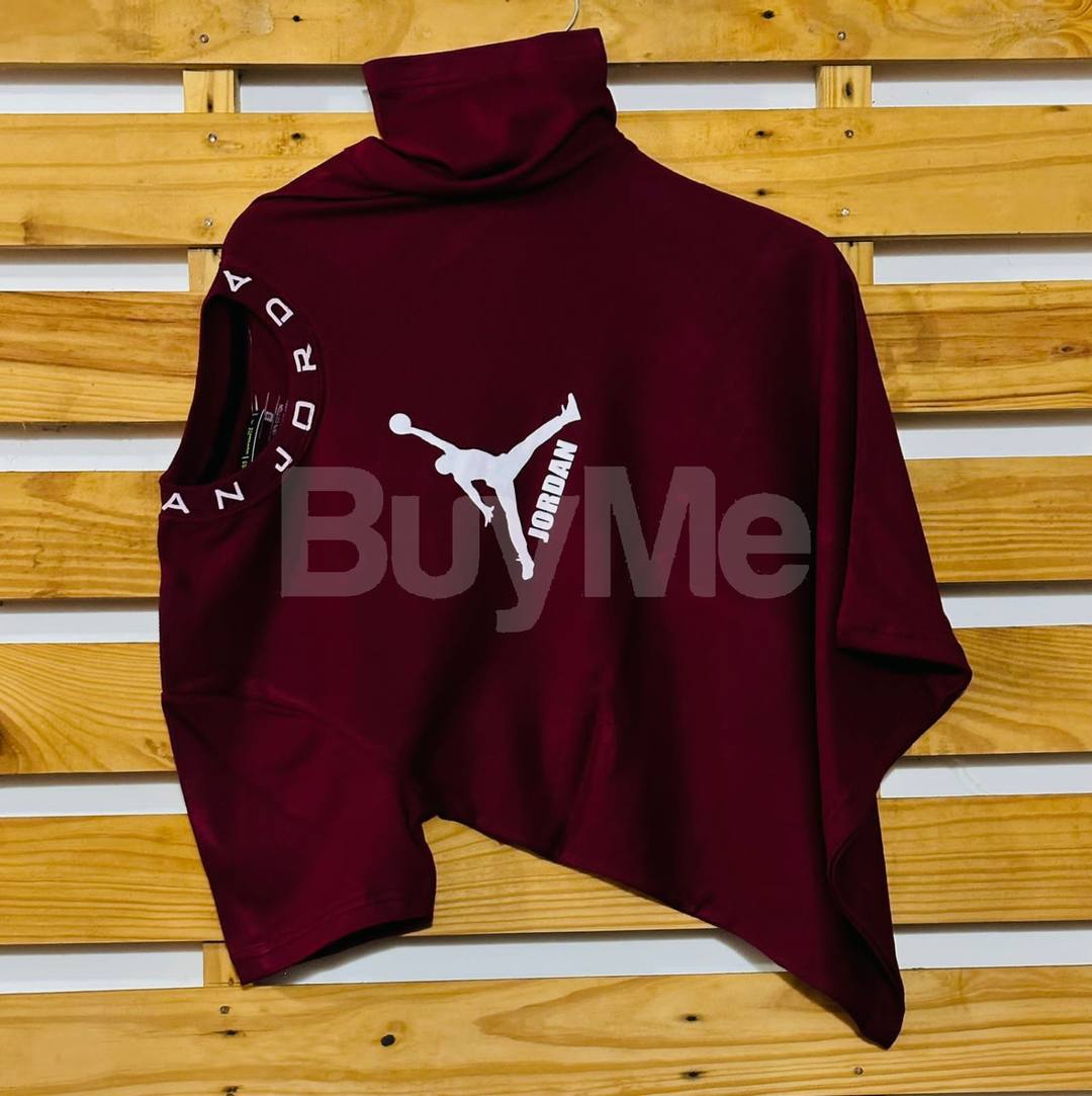 RIB PRINT CREW NECK T SHIRT - MAROON (JORDAN)