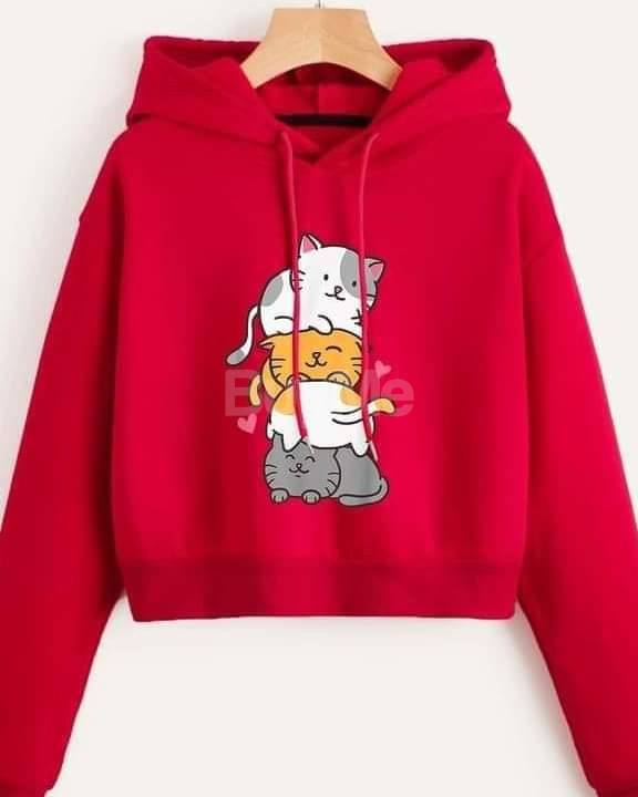 CUTE CAT HOODIE - RED