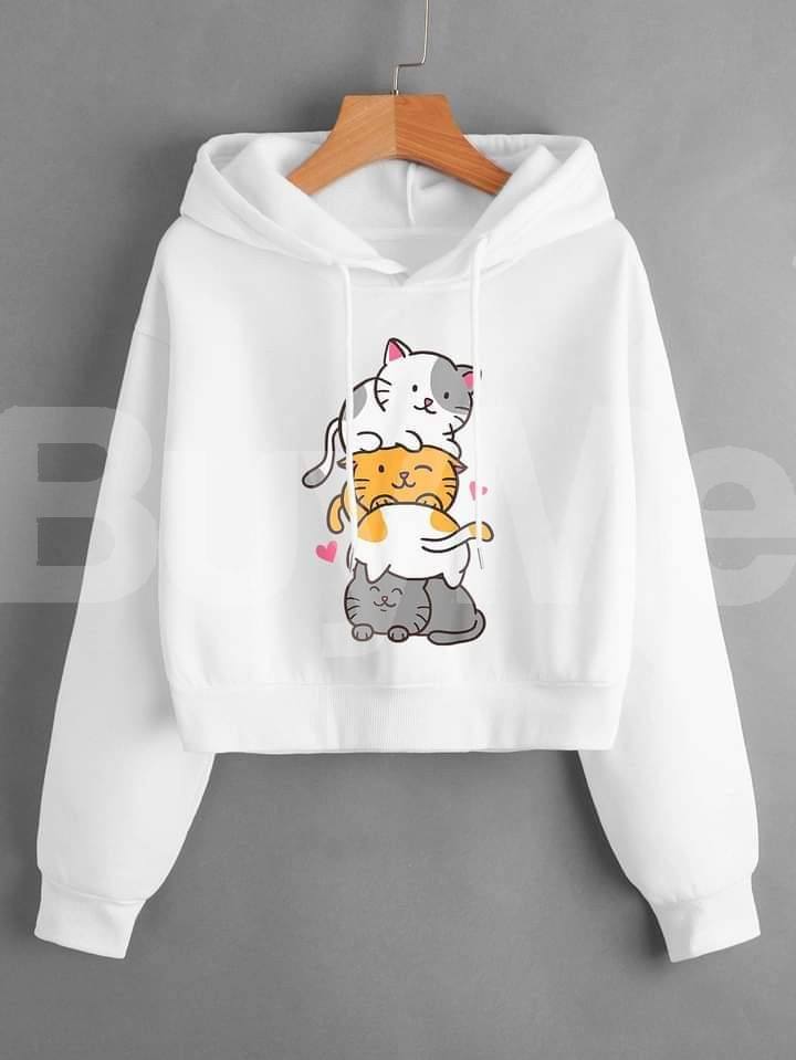 CUTE CAT HOODIE - WHITE