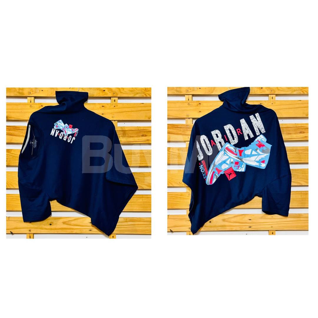 DOUBLE SIDE PRINT CREW NECK TSHIRT - DARK BLUE (JORDAN)