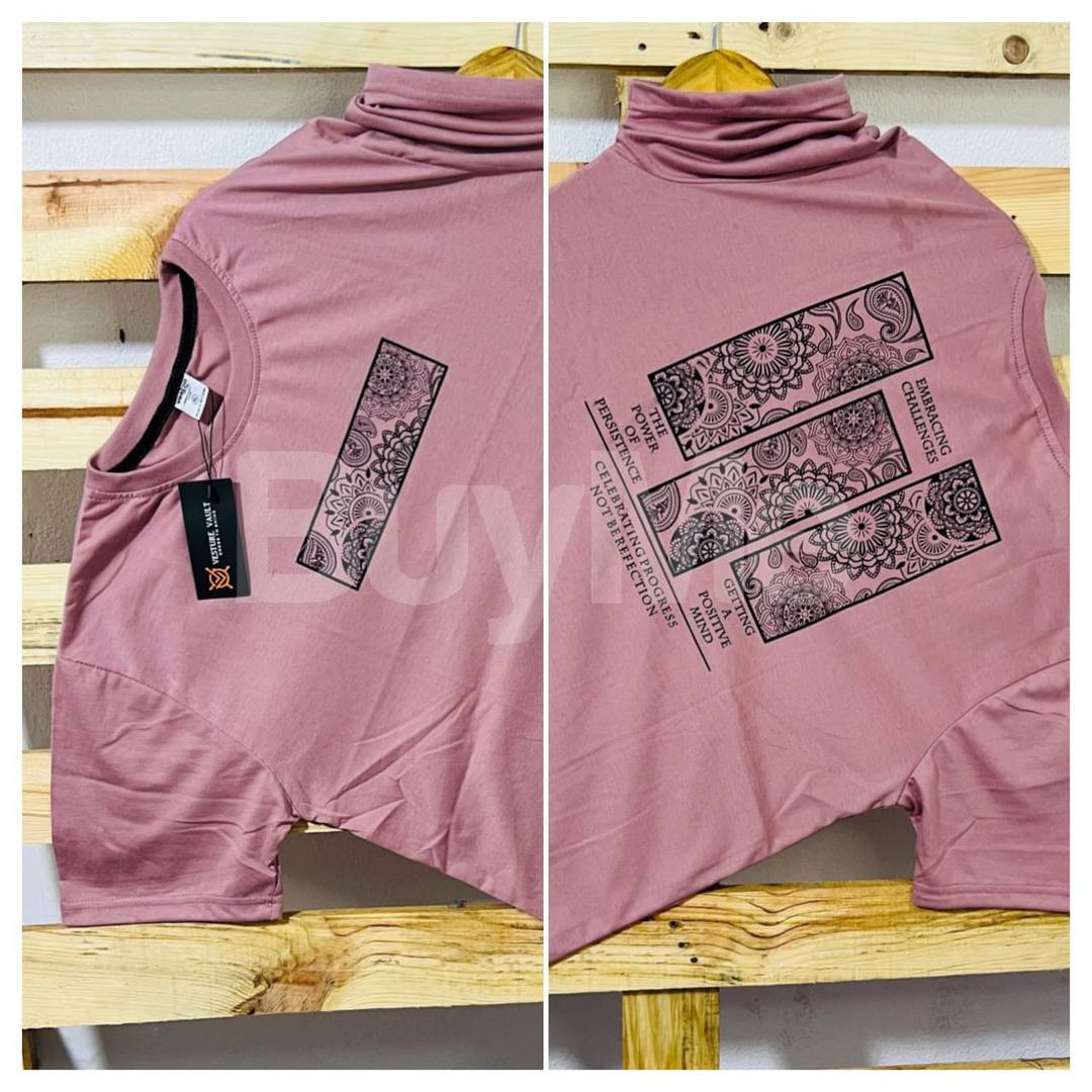 DOUBLE SIDE PRINT CREW NECK TSHIRT - PINK