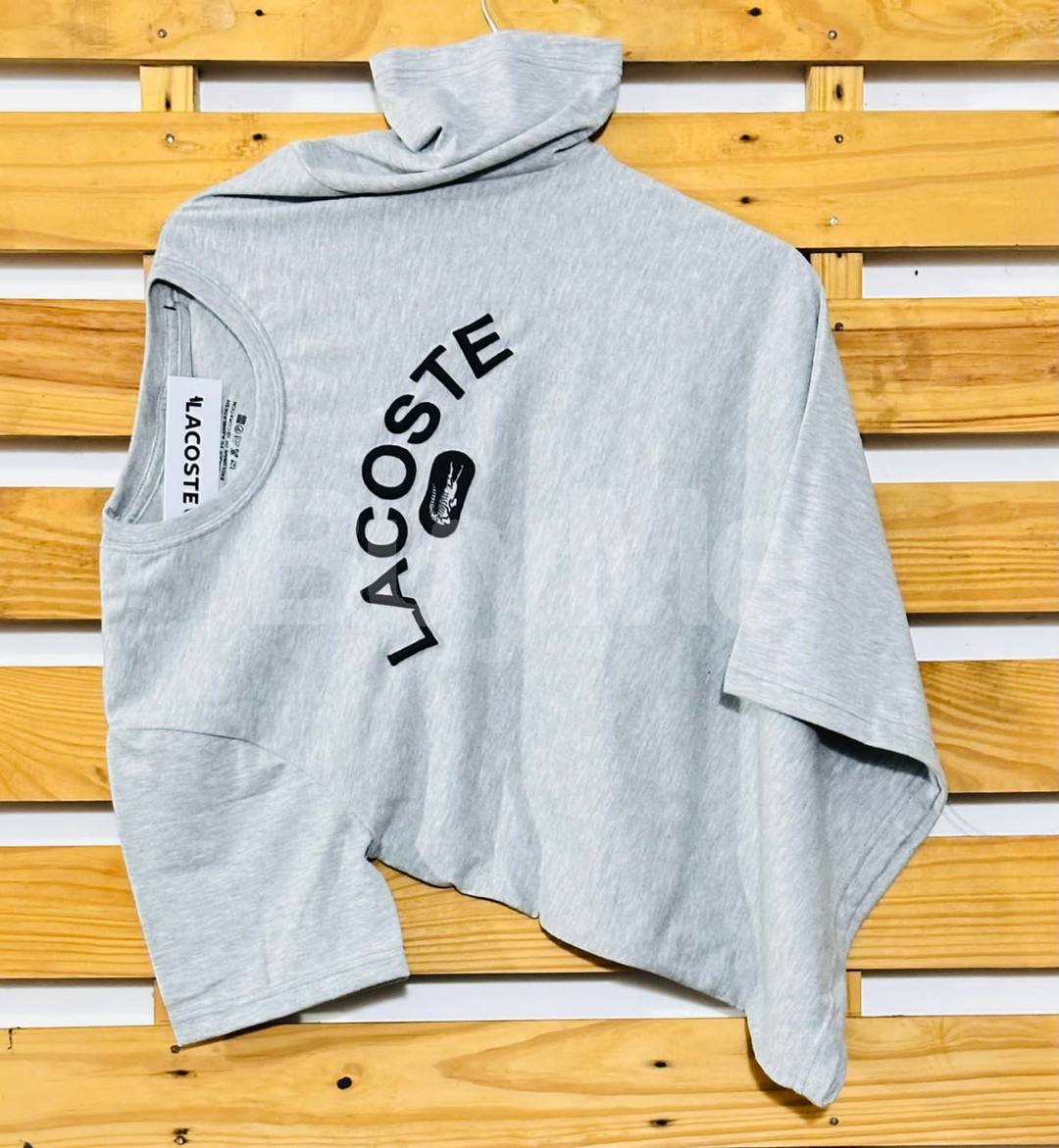 RIB PRINT CREW NECK TSHIRT - GREY (LACOSTE)