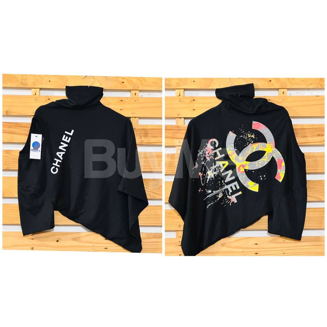 DOUBLE SIDE PRINT CREW NECK TSHIRT - BLACK (CHANEL)