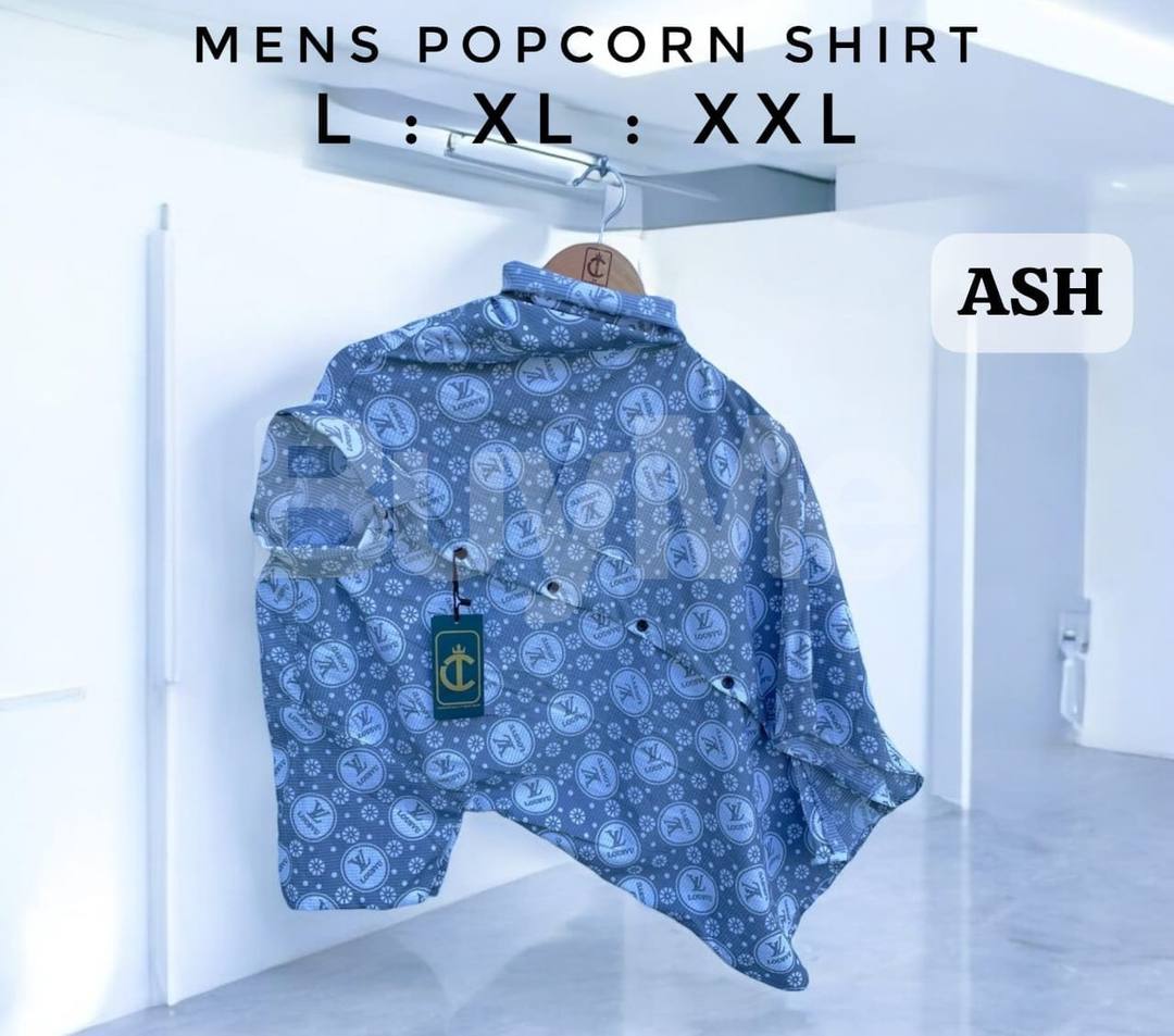 MENS HALF SLEEVE POPCORN SHIRT - LIGHT BLUE